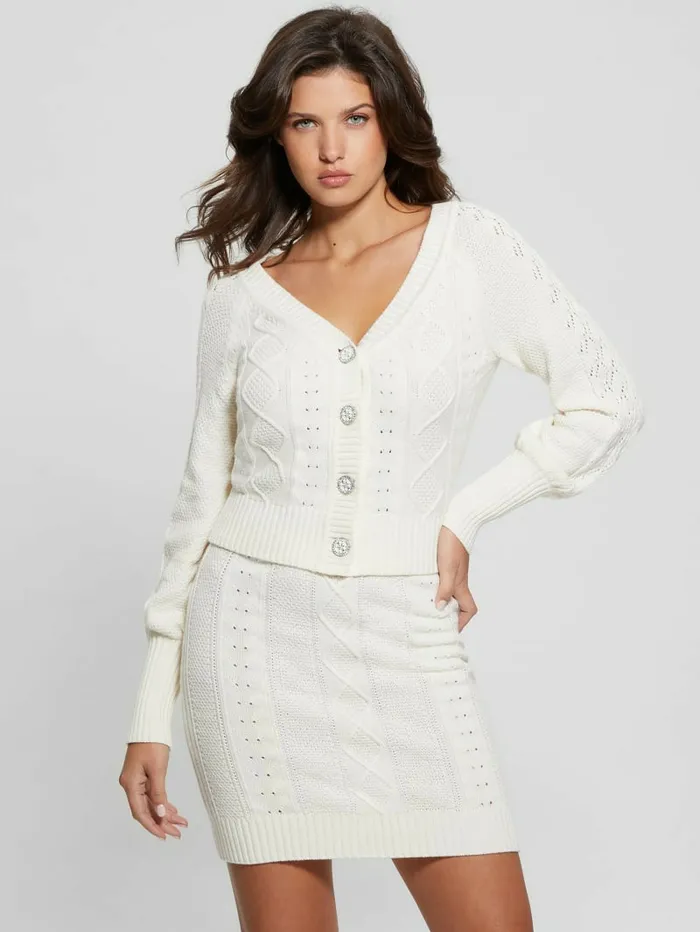 Sweaters and Knits GUESS Women Eco Brielle Cardigan Sweater Cream White Sweaters and Knits GUESS Women Eco Brielle Cardigan Sweater Cream White