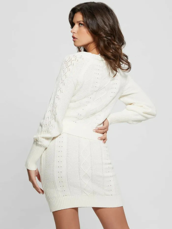 Sweaters and Knits GUESS Women Eco Brielle Cardigan Sweater Cream White Sweaters and Knits GUESS Women Eco Brielle Cardigan Sweater Cream White