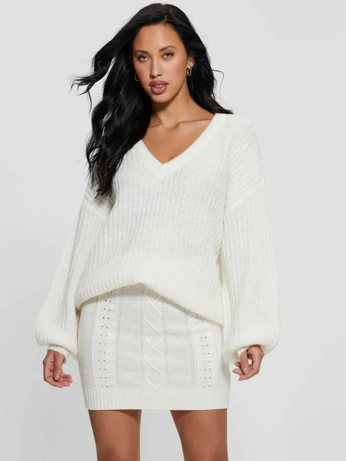 Sweaters and Knits Nara WoolBlend Sweater Dove White GUESS Women