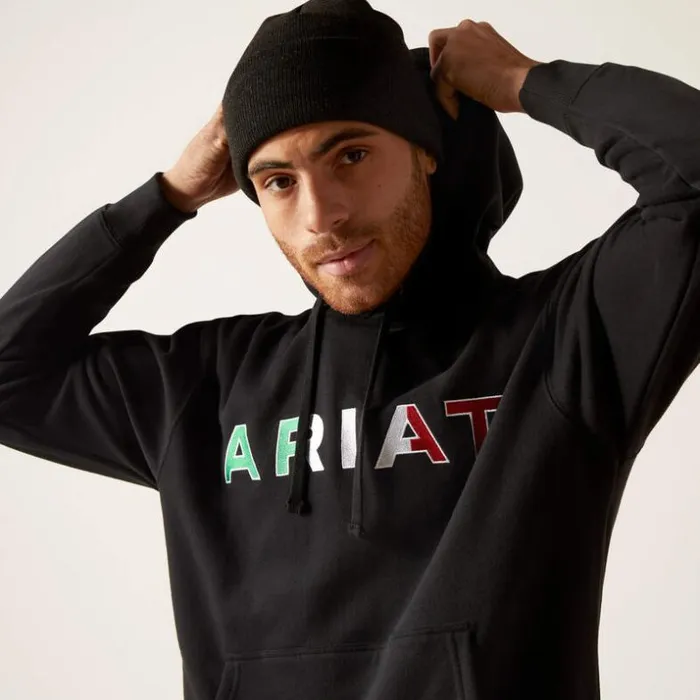 Sweatshirts and Hoodies Men Ariat Mexico Hoodie Black