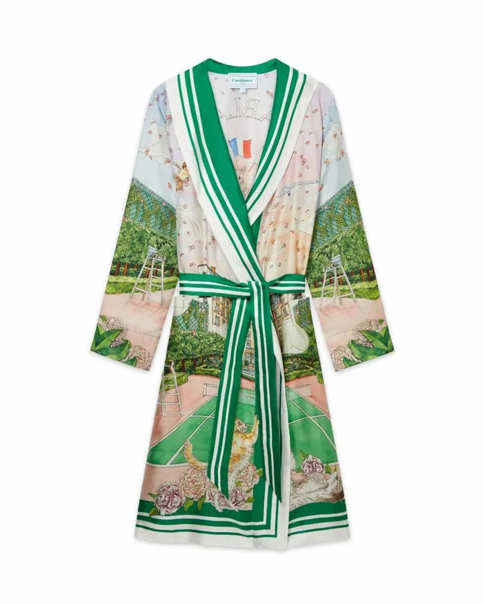 Swimwear Women Casablanca Paris Tennis Club Prive Printed Silk Robe