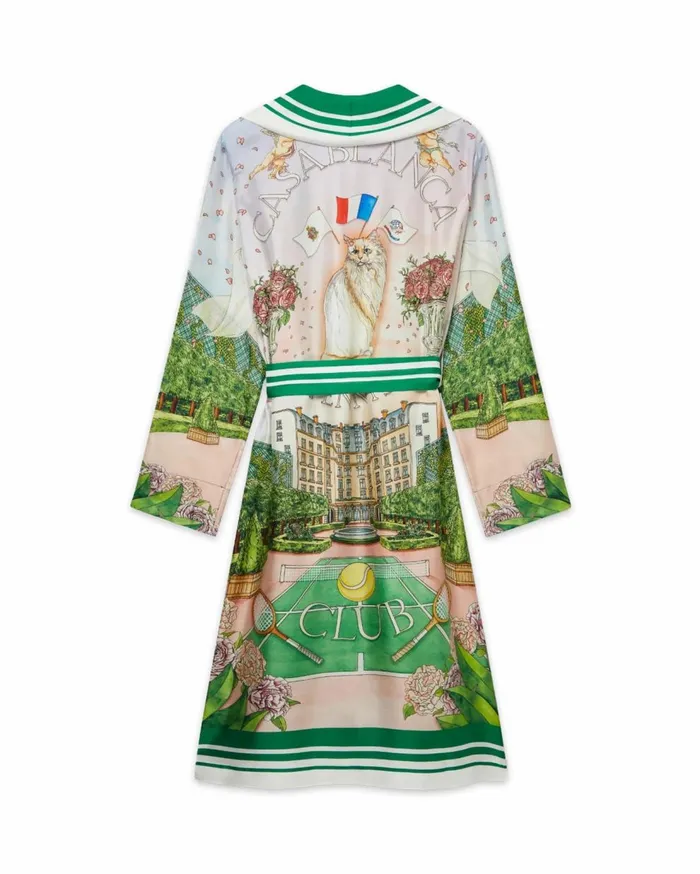 Swimwear Women Casablanca Paris Tennis Club Prive Printed Silk Robe