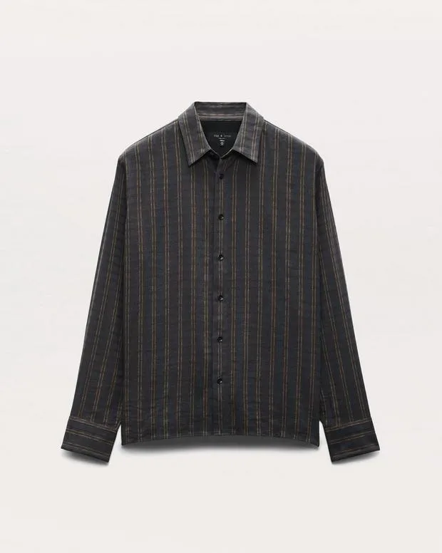 TShirts and Henleys rag and bone Men Dalton Dobby Plaid Shirt BlackTaupe Grey