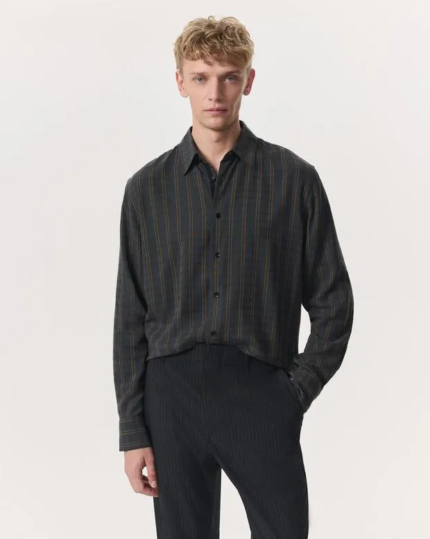 TShirts and Henleys rag and bone Men Dalton Dobby Plaid Shirt BlackTaupe Grey