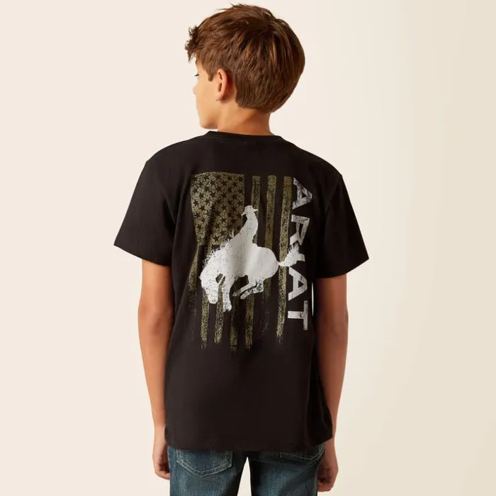 TShirts and Polos Kids Ariat Ariat Bronco Flag TShirt Black