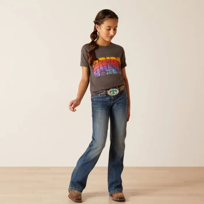 TShirts and Polos Kids Ariat Ariat Groovy Sunset TShirt Charcoal Heather TShirts and Polos Kids Ariat Ariat Groovy Sunset TShirt Charcoal Heather