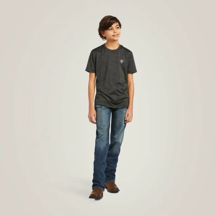 TShirts and Polos Kids Ariat Charger Vertical Flag Tee Charcoal TShirts and Polos Kids Ariat Charger Vertical Flag Tee Charcoal