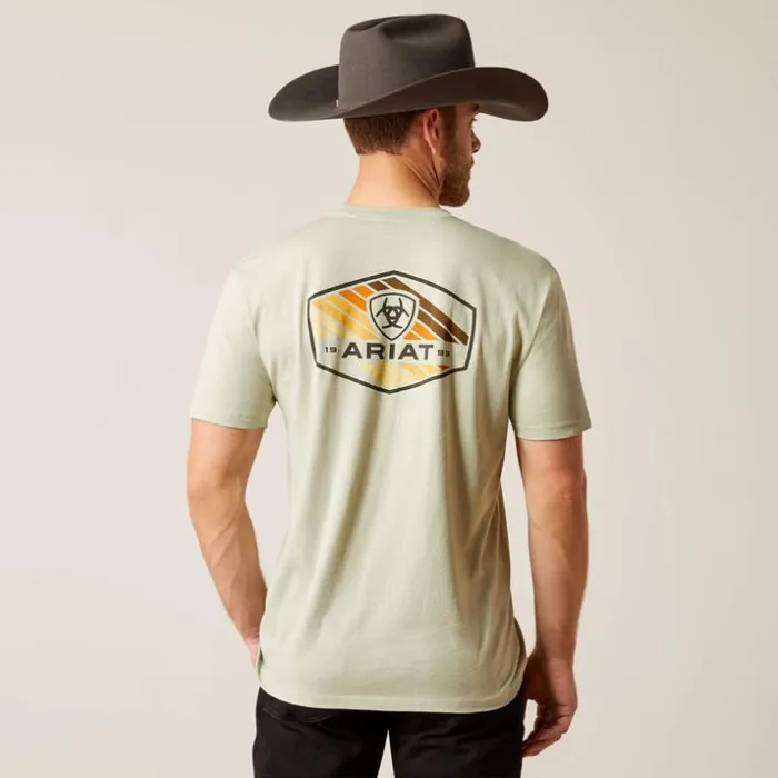 TShirts and Polos Men Ariat Ariat Retro Hex Stripe TShirt Desert Sage Heather