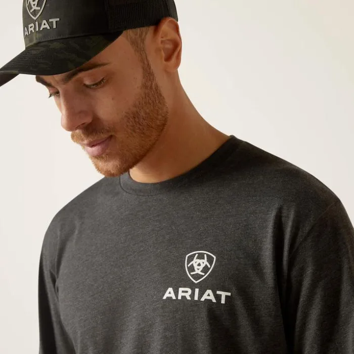 TShirts and Polos Men Ariat Ariat Star Spangled TShirt Charcoal Heather TShirts and Polos Men Ariat Ariat Star Spangled TShirt Charcoal Heather