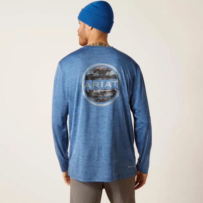TShirts and Polos Men Ariat Charger Camo Circle TShirt Deep Space Heather