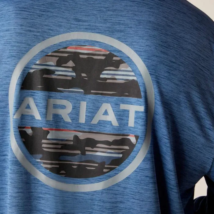 TShirts and Polos Men Ariat Charger Camo Circle TShirt Deep Space Heather