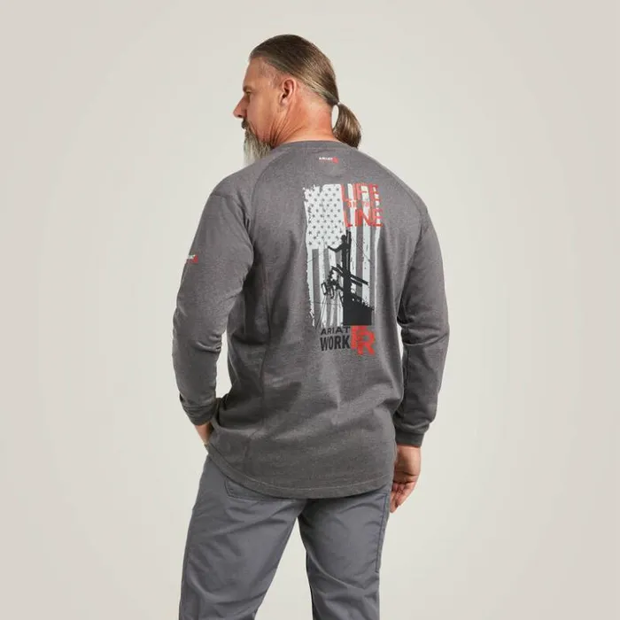 TShirts and Polos Men Ariat FR Air Life On The Line Graphic Top Charcoal Heather TShirts and Polos Men Ariat FR Air Life On The Line Graphic Top Charcoal Heather