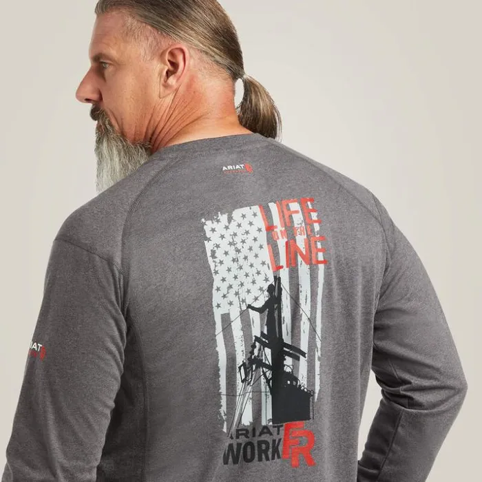 TShirts and Polos Men Ariat FR Air Life On The Line Graphic Top Charcoal Heather TShirts and Polos Men Ariat FR Air Life On The Line Graphic Top Charcoal Heather