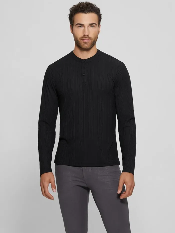 TShirts and Tanks Eco Brentwood Knit Henley Black GUESS Men