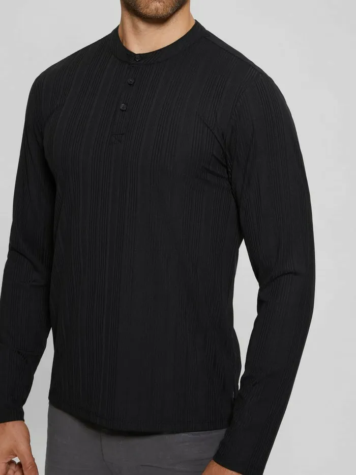 TShirts and Tanks Eco Brentwood Knit Henley Black GUESS Men TShirts and Tanks Eco Brentwood Knit Henley Black GUESS Men