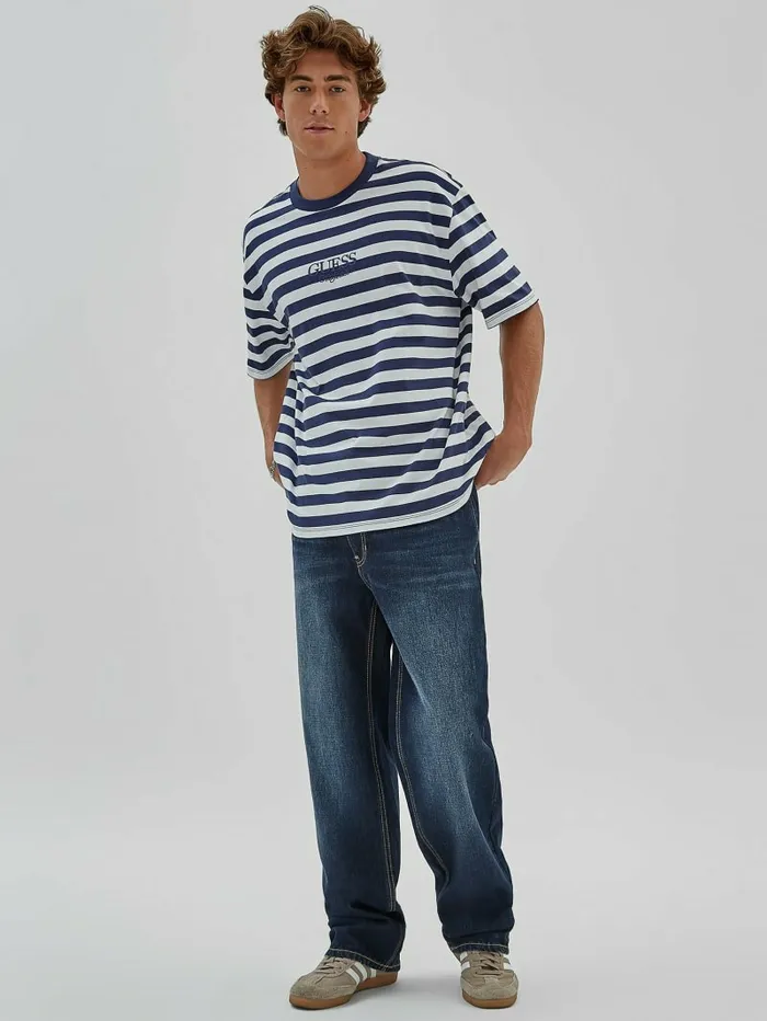 TShirts and Tanks GUESS Originals Eco Simple Stripe Tee Cave Blue Multi GUESS Men TShirts and Tanks GUESS Originals Eco Simple Stripe Tee Cave Blue Multi GUESS Men