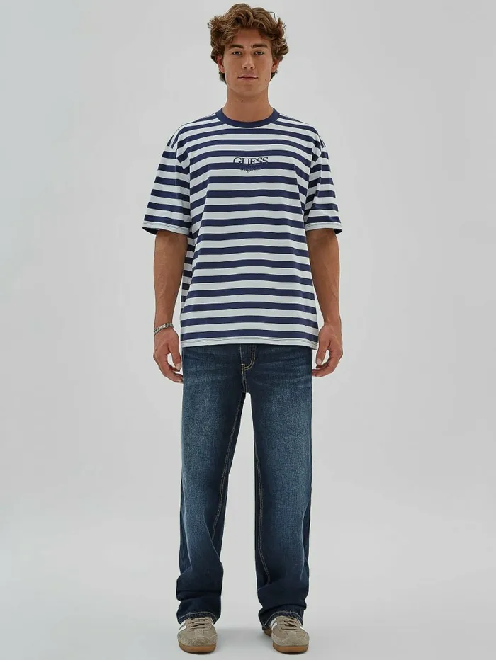 TShirts and Tanks GUESS Originals Eco Simple Stripe Tee Cave Blue Multi GUESS Men TShirts and Tanks GUESS Originals Eco Simple Stripe Tee Cave Blue Multi GUESS Men