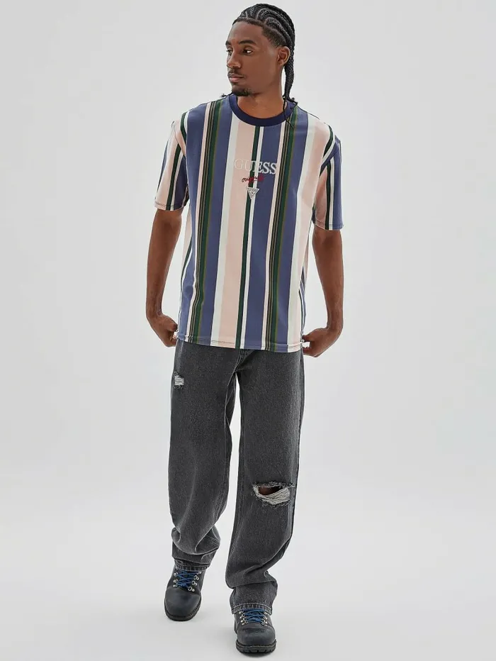 TShirts and Tanks GUESS Originals Eco Stiped Logo Tee Sandy Shore Multi GUESS Men