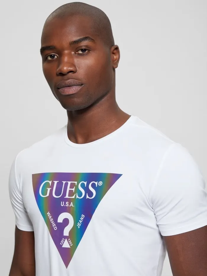 TShirts and Tanks Men Iridescent Logo Graphic Tee True White GUESS