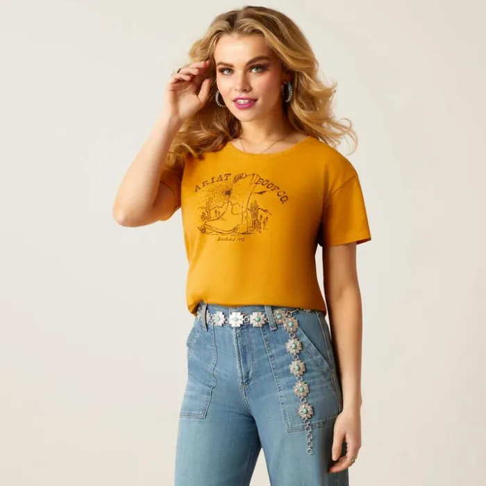 TShirts and Tops Women Ariat Ariat Bootscape TShirt Buckhorn Heather