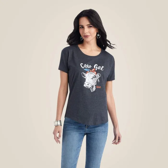 TShirts and Tops Women Ariat Ariat Cow Gal Tee Charcoal Heather