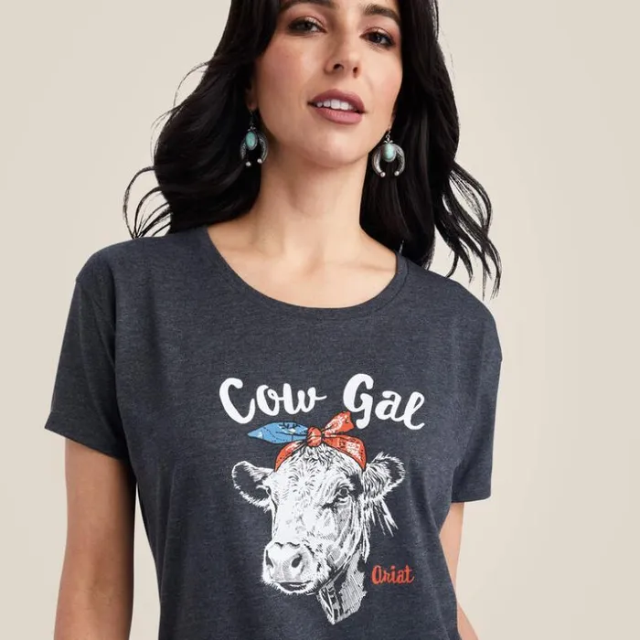 TShirts and Tops Women Ariat Ariat Cow Gal Tee Charcoal Heather