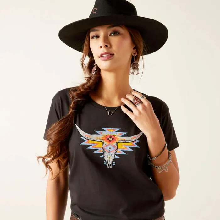 TShirts and Tops Women Ariat Ariat Geo Skull TShirt Black TShirts and Tops Women Ariat Ariat Geo Skull TShirt Black