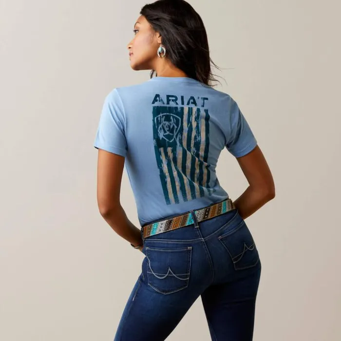 TShirts and Tops Women Ariat Ariat Gila River TShirt Light Blue Heather