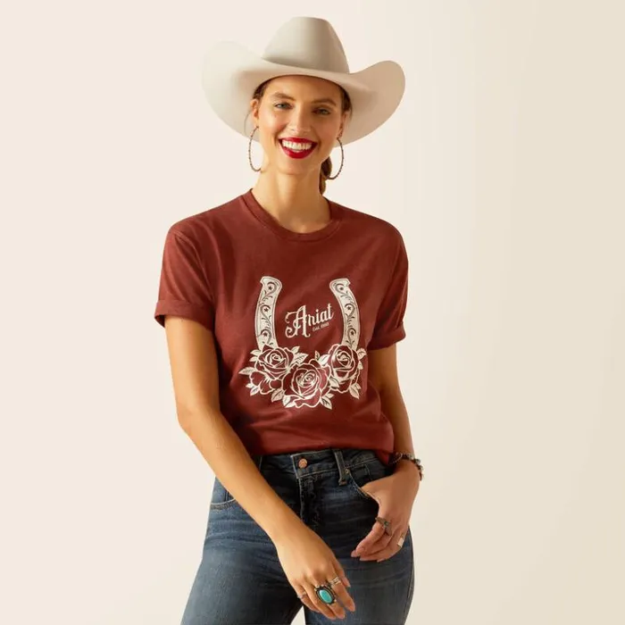 TShirts and Tops Women Ariat Ariat Horseshoe TShirt Rust Heather