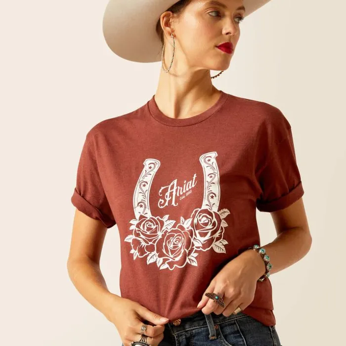 TShirts and Tops Women Ariat Ariat Horseshoe TShirt Rust Heather TShirts and Tops Women Ariat Ariat Horseshoe TShirt Rust Heather