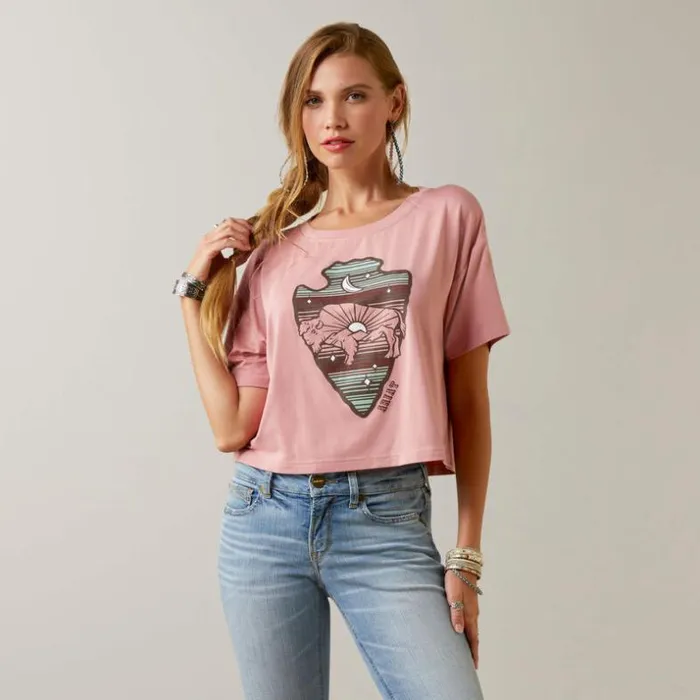TShirts and Tops Women Ariat Buffalo Rising TShirt Island Blush