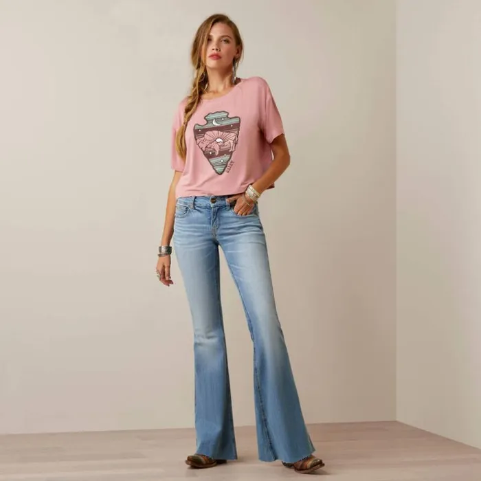 TShirts and Tops Women Ariat Buffalo Rising TShirt Island Blush TShirts and Tops Women Ariat Buffalo Rising TShirt Island Blush