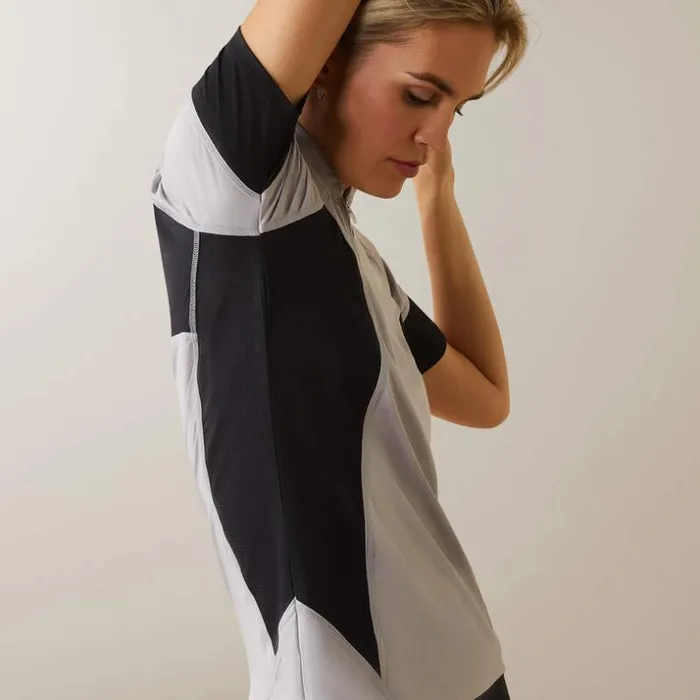 TShirts and Tops Women Ariat Cambria Jersey 14 Zip Baselayer Silver Sconceblack TShirts and Tops Women Ariat Cambria Jersey 14 Zip Baselayer Silver Sconceblack
