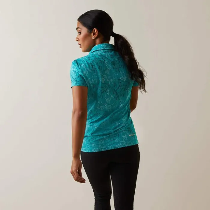 TShirts and Tops Women Ariat Motif Polo Viridian Green Mirror Print TShirts and Tops Women Ariat Motif Polo Viridian Green Mirror Print