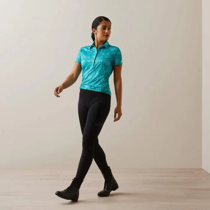 TShirts and Tops Women Ariat Motif Polo Viridian Green Mirror Print TShirts and Tops Women Ariat Motif Polo Viridian Green Mirror Print