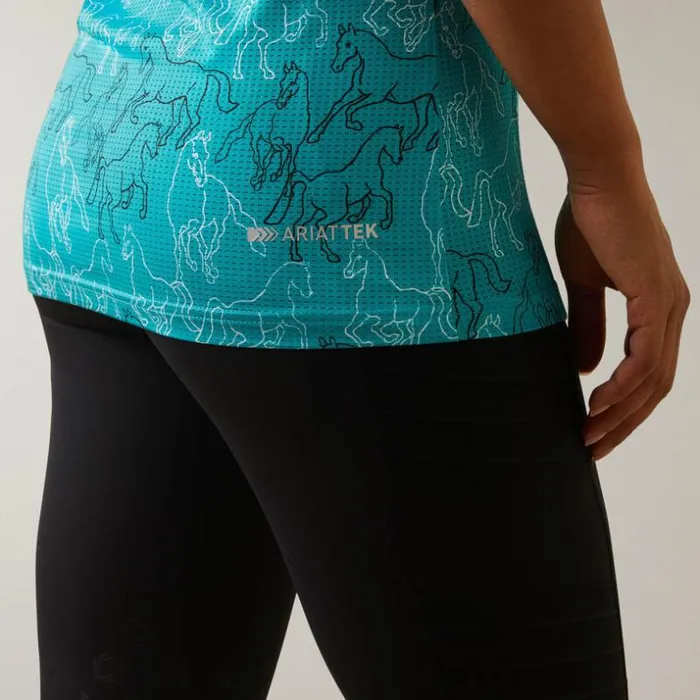TShirts and Tops Women Ariat Motif Polo Viridian Green Mirror Print TShirts and Tops Women Ariat Motif Polo Viridian Green Mirror Print