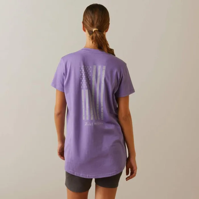 TShirts and Tops Women Ariat Rebar Cotton Strong American Flag Graphc TShirt Paisley Purple