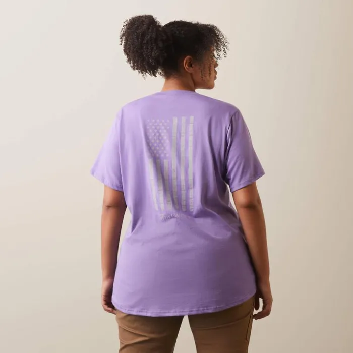 TShirts and Tops Women Ariat Rebar Cotton Strong American Flag Graphc TShirt Paisley Purple TShirts and Tops Women Ariat Rebar Cotton Strong American Flag Graphc TShirt Paisley Purple