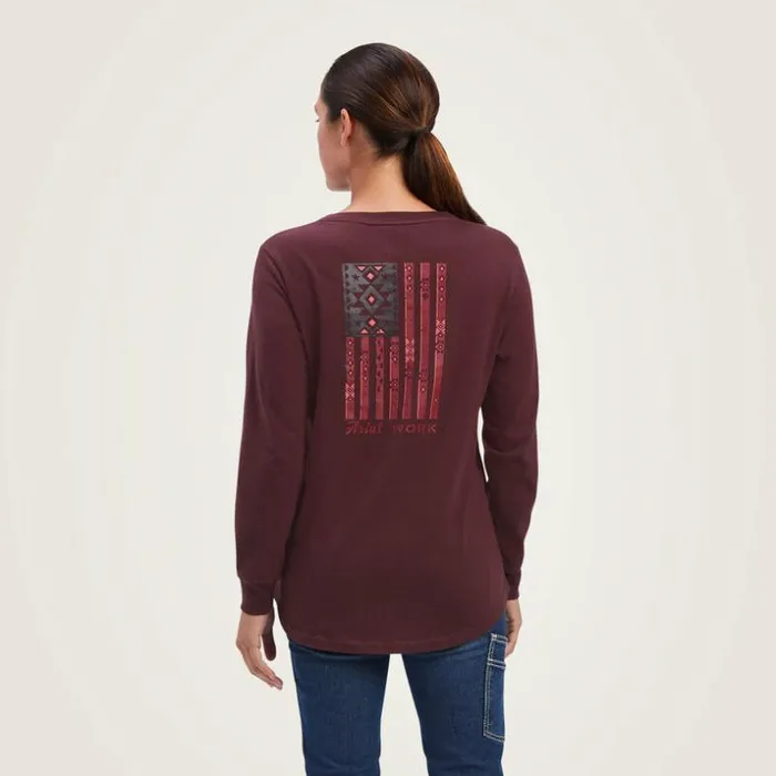 TShirts and Tops Women Ariat Rebar Cotton Strong SouthWest Graphic TShirt Decadent Chocolate