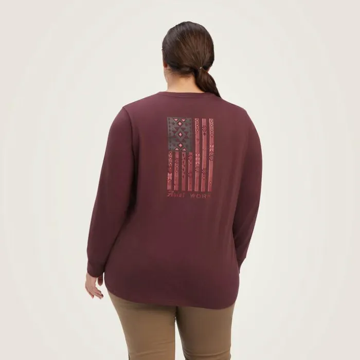 TShirts and Tops Women Ariat Rebar Cotton Strong SouthWest Graphic TShirt Decadent Chocolate