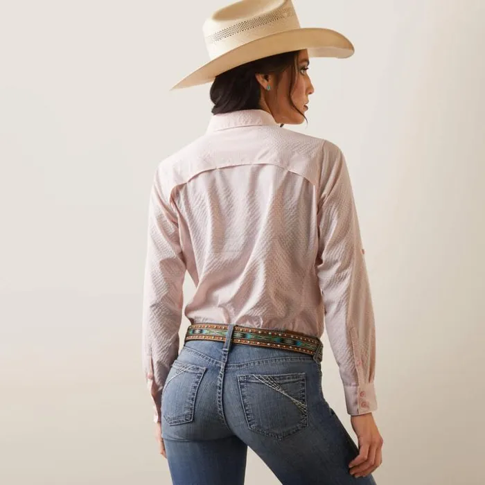 TShirts and Tops Women Ariat VentTEK Stretch Shirt Coral Blushwhite Check