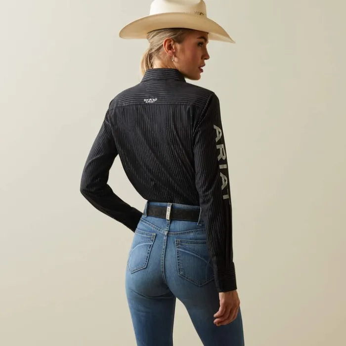 TShirts and Tops Women Ariat Wrinkle Resist Team Kirby Stretch Shirt Black W Silver Lurex