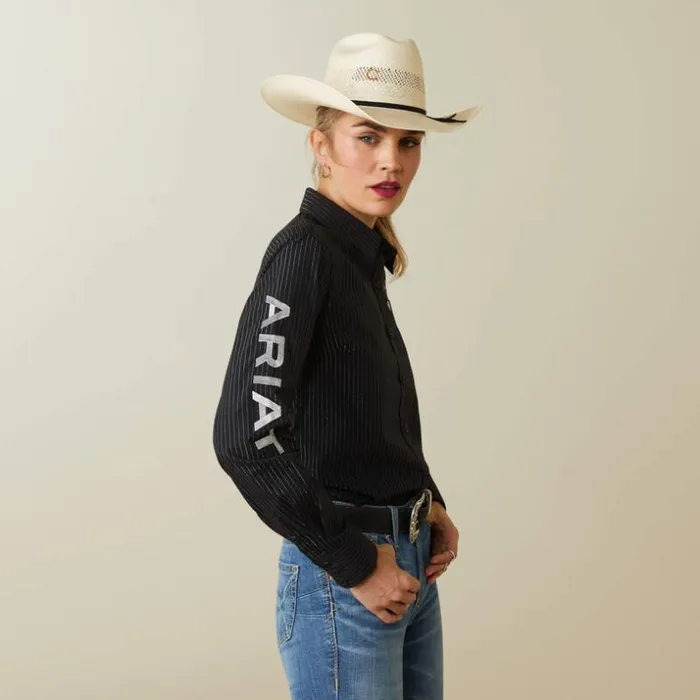 TShirts and Tops Women Ariat Wrinkle Resist Team Kirby Stretch Shirt Black W Silver Lurex