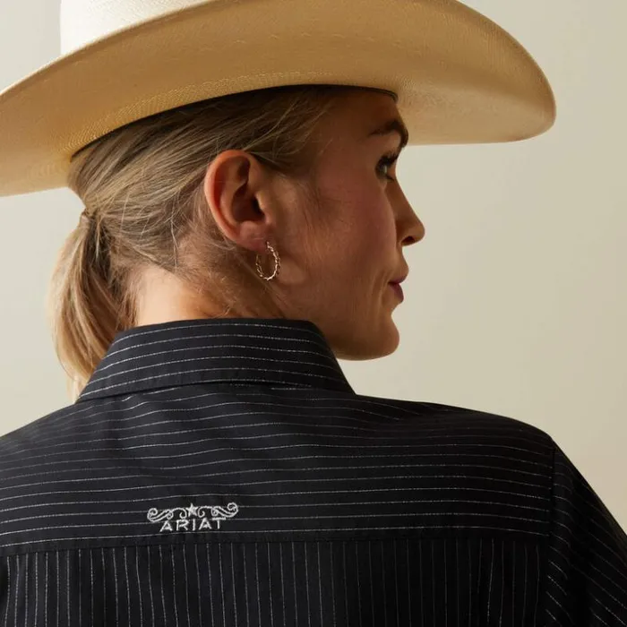 TShirts and Tops Women Ariat Wrinkle Resist Team Kirby Stretch Shirt Black W Silver Lurex