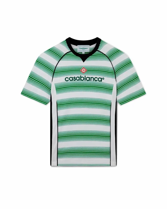 TShirts MenWomen Casablanca Paris Gradient Stripe Panelled Football TShirt