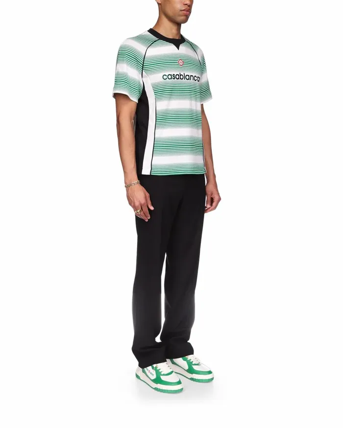 TShirts MenWomen Casablanca Paris Gradient Stripe Panelled Football TShirt