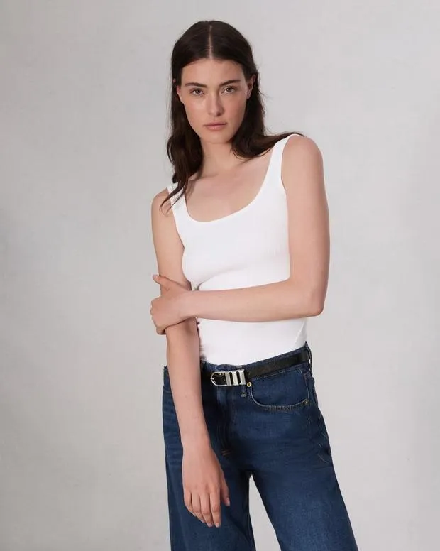 TShirts rag and bone Women Essential Rib Scoop Tank BlackWhite