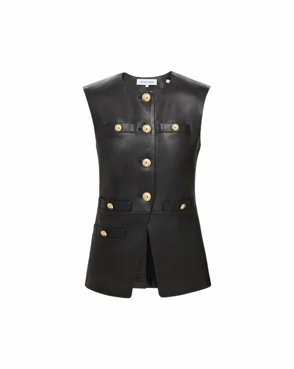 Tamara Leather Vest Black Women Veronica Beard Jackets and Outerwear Tamara Leather Vest Black Women Veronica Beard Jackets and Outerwear