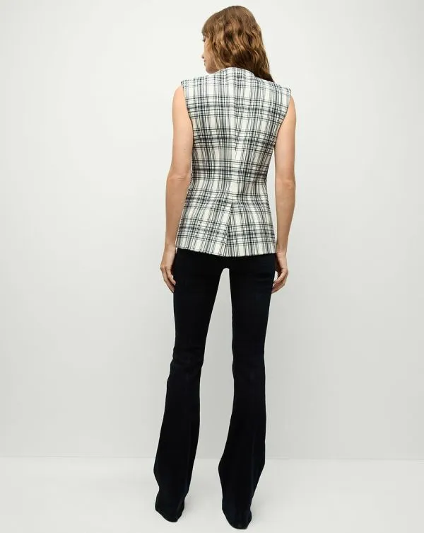 Tamara Plaid Vest Ivoryandnavy Women Veronica Beard Jackets and Outerwear Tamara Plaid Vest Ivoryandnavy Women Veronica Beard Jackets and Outerwear