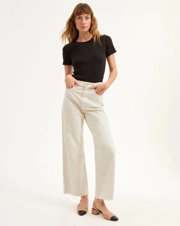 Taylor Cropped WideLeg Jean Ecru Women Veronica Beard Jeans